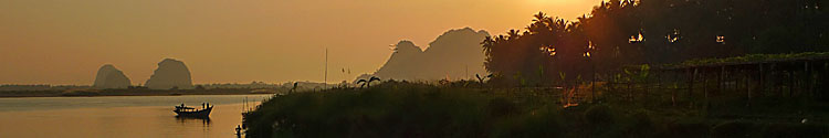Sunset from a boat going to Hpa An