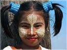 young myanmar girl with tanaka at U Bein bridge